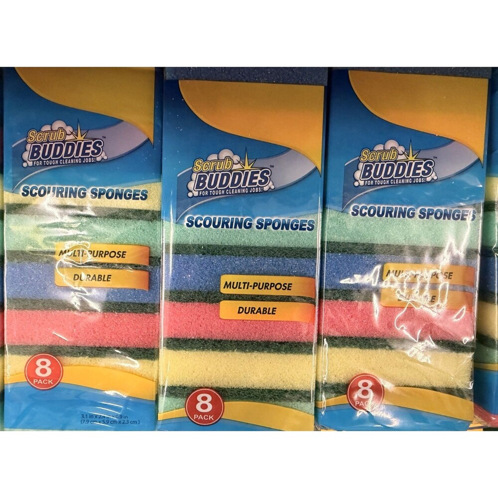 Scrub Buddies Scouring Sponges Multi-Purpose Durable Multicolor 8 Pack LOT OF 24